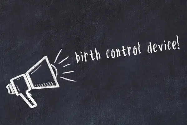 Disegno Gesso Altoparlante Dispositivo Controllo Delle Nascite Con Iscrizione Manoscritta — Foto Stock
