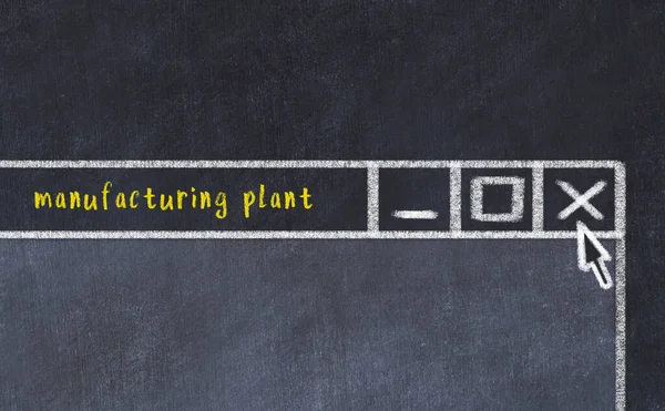 Bosquejo Tiza Ventana Del Navegador Cierre Con Planta Fabricación Inscripción —  Fotos de Stock