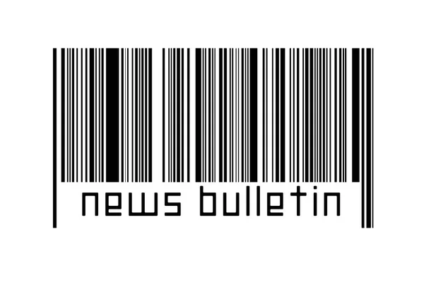Barcode on white background with inscription news bulletin below. Concept of trading and globalization