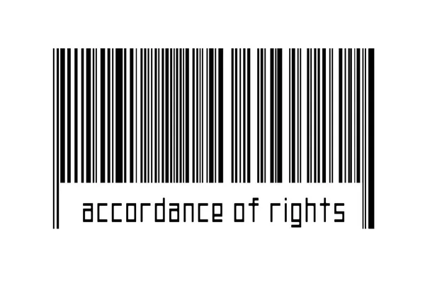 Barcode Witte Achtergrond Met Opschrift Overeenstemming Met Onderstaande Rechten Begrip — Stockfoto