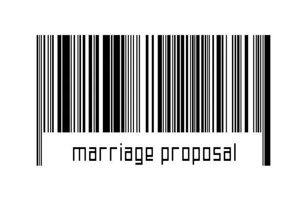 Código Barras Sobre Fundo Branco Com Proposta Casamento Inscrição Abaixo — Fotografia de Stock