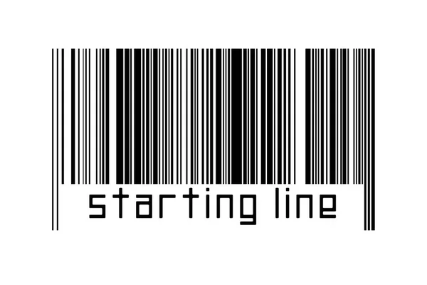 Barcode Auf Weißem Hintergrund Mit Beschriftung Startlinie Unten Konzept Des — Stockfoto
