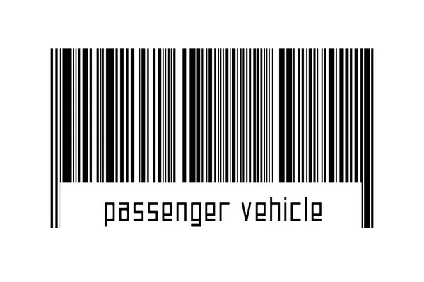 Código Barras Sobre Fundo Branco Com Inscrição Veículo Passageiros Abaixo — Fotografia de Stock