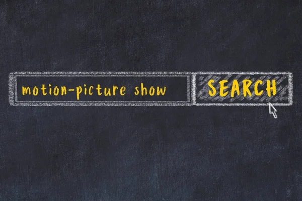 Concept Searching Motion Picture Show Chalk Drawing Browser Window Inscription — Stock Photo, Image