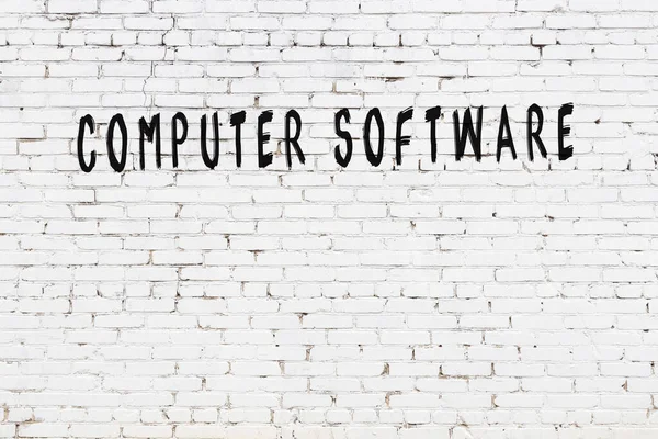 Software Computer Con Iscrizione Manoscritta Chalk Scrivania Nera — Foto Stock
