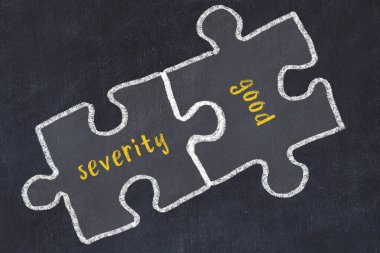 Ploblem çözülüyor. İki bulmacanın tebeşir çizimi. Sert ve siyah karatahtada iyi.