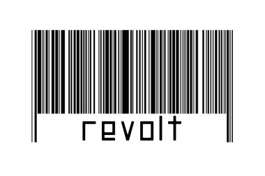 Beyaz arka planda barkod ve altında yazıt isyanı var. Ticaret ve küreselleşme kavramı