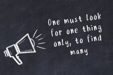 Bilge motivasyonel yazıtlı siyah karatahtaya hoparlör çizimi