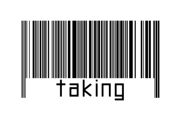 Ψηφιοποίηση Έννοια Barcode Μαύρο Οριζόντιες Γραμμές Επιγραφή Λαμβάνοντας Παρακάτω — Φωτογραφία Αρχείου