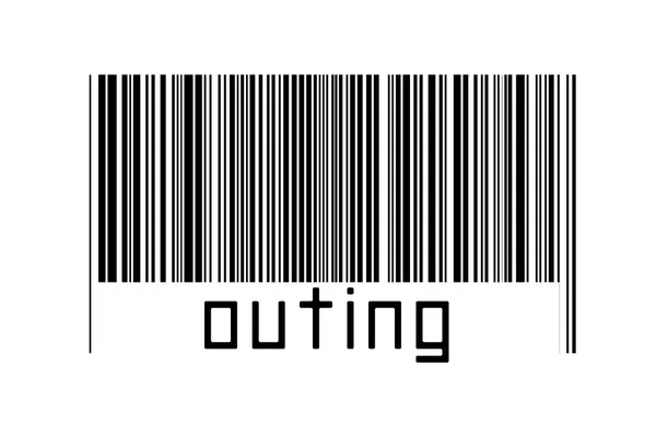 Ψηφιοποίηση Έννοια Barcode Μαύρο Οριζόντιες Γραμμές Επιγραφή Outing Παρακάτω — Φωτογραφία Αρχείου