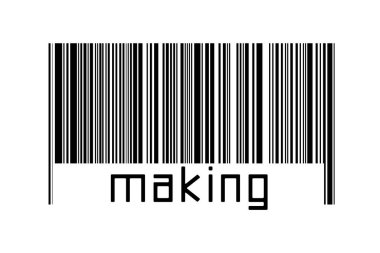 Altında yazı olan beyaz arkaplanda barkod. Ticaret ve küreselleşme kavramı