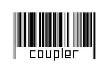 Beyaz arkaplanda barkod ve yazıt bağlayıcılar var. Ticaret ve küreselleşme kavramı