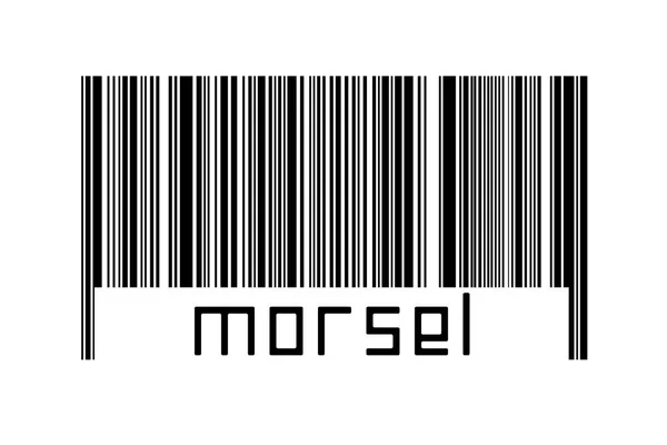 Barcode Λευκό Φόντο Επιγραφή Morsel Παρακάτω Έννοια Του Εμπορίου Και — Φωτογραφία Αρχείου