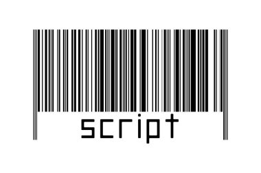 Altında yazı olan beyaz arkaplanda barkod. Ticaret ve küreselleşme kavramı