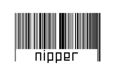 Beyaz arka planda barkod ve altında da nipper yazılıydı. Ticaret ve küreselleşme kavramı