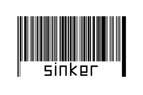 Barcode Λευκό Φόντο Επιγραφή Sinker Παρακάτω Έννοια Του Εμπορίου Και — Φωτογραφία Αρχείου