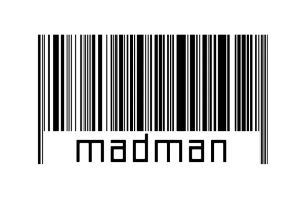 Barcode Auf Weißem Hintergrund Mit Der Inschrift Madman Unten Konzept — Stockfoto