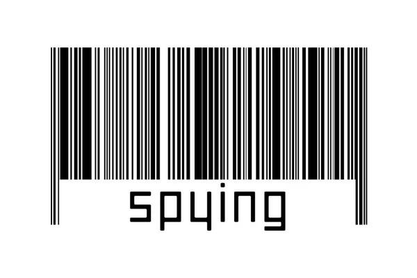 Digitaliseringsconcept Barcode Van Zwarte Horizontale Lijnen Met Daaronder Opschrift Spionage — Stockfoto