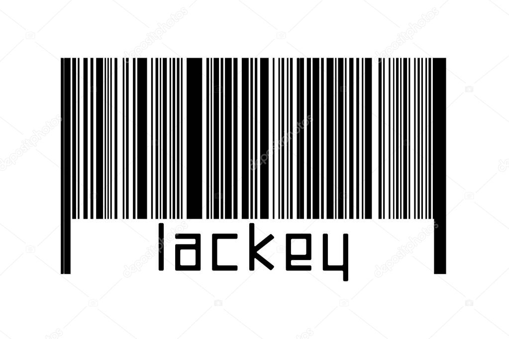 Digitalization concept. Barcode of black horizontal lines with inscription lackey below.