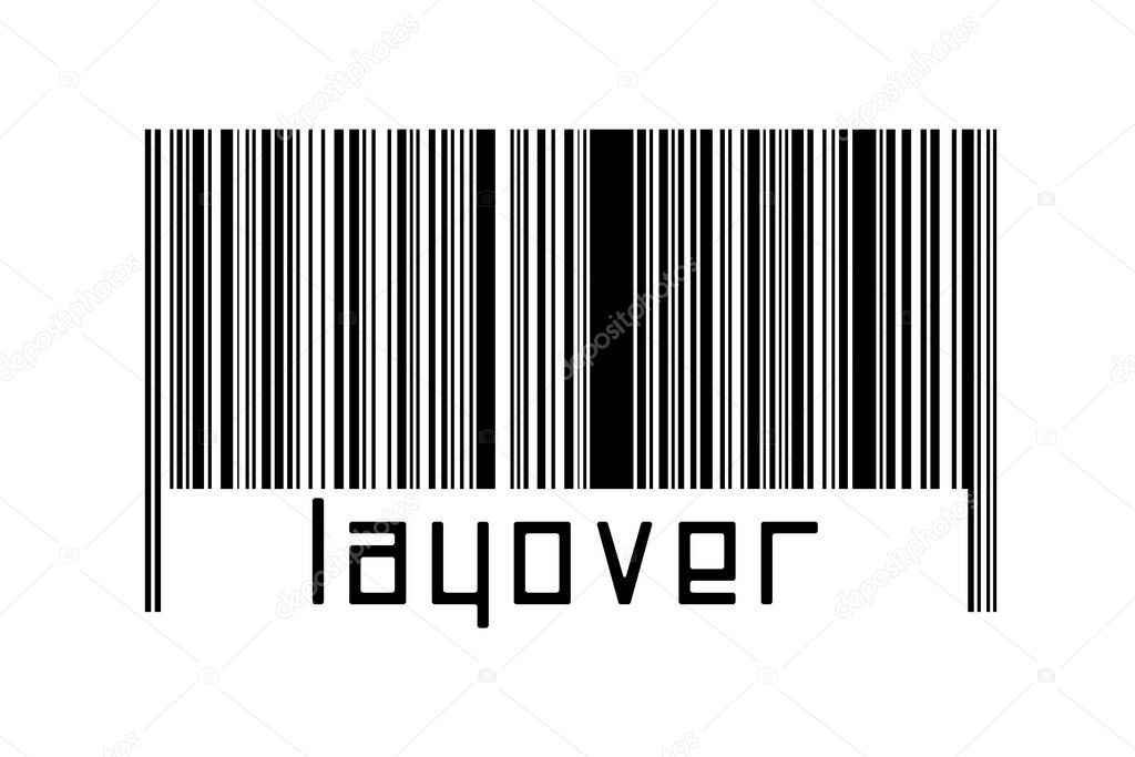 Digitalization concept. Barcode of black horizontal lines with inscription layover below.