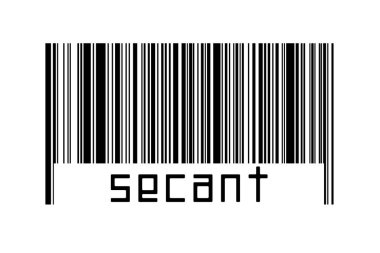 Altında yazı sekantı olan beyaz arkaplanda barkod. Ticaret ve küreselleşme kavramı