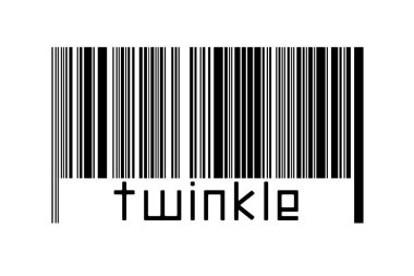 Beyaz arkaplanda barkod ve altında yazılar var. Ticaret ve küreselleşme kavramı