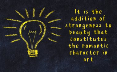 Bir karatahtaya ve bir ampul çizimine elle yazılmış akıllı bir alıntı.