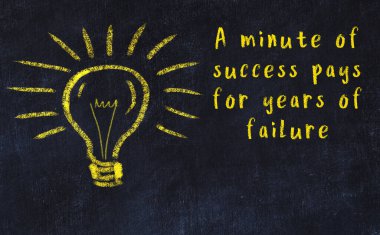 Bir karatahtaya ve bir ampul çizimine elle yazılmış akıllı bir alıntı.