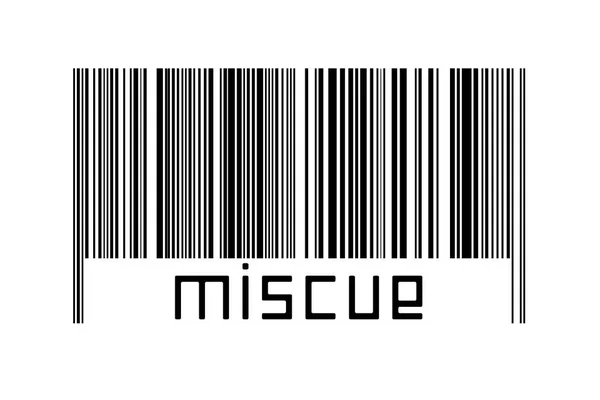Barcode Λευκό Φόντο Επιγραφή Mistue Παρακάτω Έννοια Του Εμπορίου Και — Φωτογραφία Αρχείου