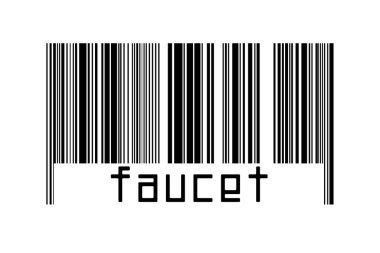 Altında yazıt musluğu olan beyaz arka planda bir barkod. Ticaret ve küreselleşme kavramı