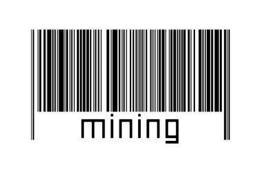 Altında yazı olan beyaz arka planda bir barkod. Ticaret ve küreselleşme kavramı