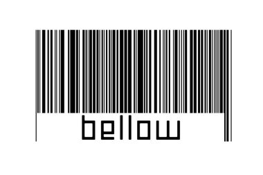 Beyaz arkaplanda barkod ve altında yazıt körüğü var. Ticaret ve küreselleşme kavramı
