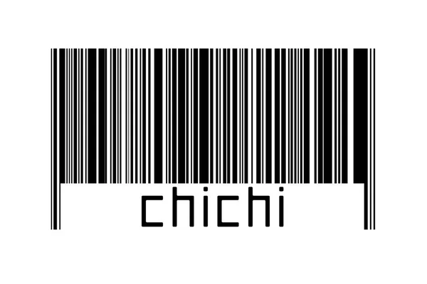 Barcode Auf Weißem Hintergrund Mit Der Inschrift Chichi Unten Konzept — Stockfoto