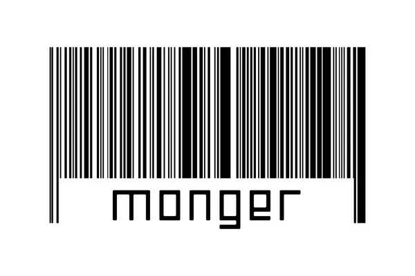 Barcode Λευκό Φόντο Επιγραφή Monger Παρακάτω Έννοια Του Εμπορίου Και — Φωτογραφία Αρχείου