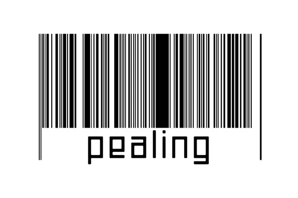 Barcode Λευκό Φόντο Επιγραφή Pealing Παρακάτω Έννοια Του Εμπορίου Και — Φωτογραφία Αρχείου