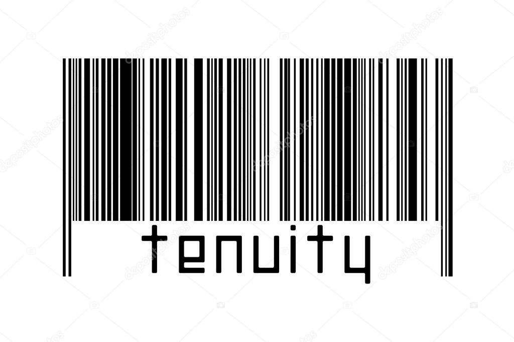 Digitalization concept. Barcode of black horizontal lines with inscription tenuity below.