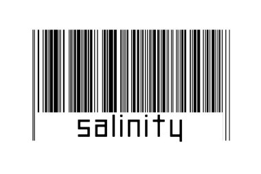 Beyaz arka planda barkod ve aşağıda yazıt tuzluluğu var. Ticaret ve küreselleşme kavramı