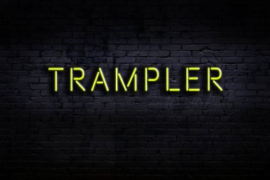 Duvara yazı kazınmış neon levhası. Gece görünümü