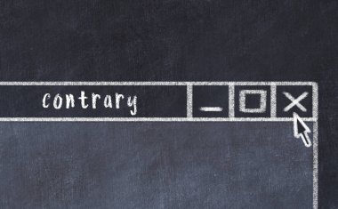 Tarayıcı penceresinin sayfa başlığı yazısıyla kapatılmasının tebeşir çizimi karşıt  