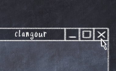 Tarayıcı penceresini sayfa başlığı clangour ile kapatma tebeşir çizimi  