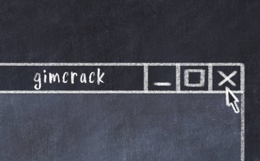 Tarayıcı penceresini başlık gimcrack ile kapatılıyor. Tebeşir çizimi. Sorunlarla başa çıkma kavramı