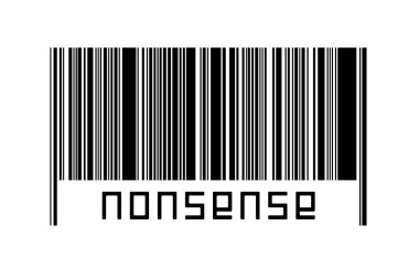 Beyaz arka planda barkod ve altında yazı saçmalığı var. Ticaret ve küreselleşme kavramı
