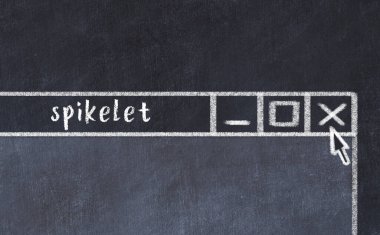 Tarayıcı penceresini başlık başlığıyla kapatılıyor. Tebeşir çizimi. Sorunlarla başa çıkma kavramı
