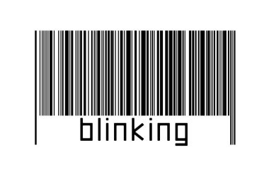 Beyaz arkaplanda barkod ve yazılar aşağıda yanıp sönüyor. Ticaret ve küreselleşme kavramı