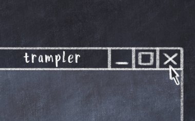 Tarayıcı penceresini başlık trampleniyle kapatılıyor. Tebeşir çizimi. Sorunlarla başa çıkma kavramı