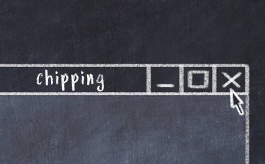 Tarayıcı penceresini sayfa başlığı çipli kapatmanın tebeşir çizimi  