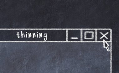 Tarayıcı penceresinin sayfa başlığı inceltici ile kapatılmasının tebeşir çizimi  