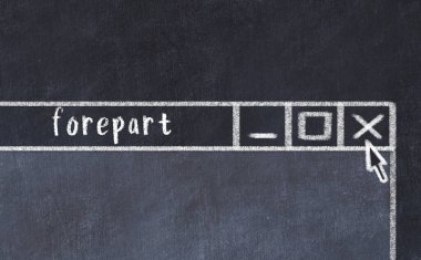 Tarayıcı penceresini sayfa başlığı yazısıyla kapatmanın tebeşir çizimi  