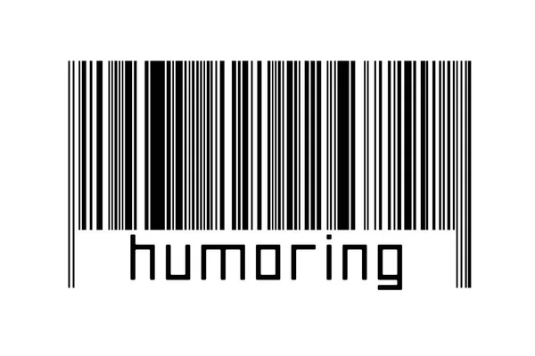 Barcode Witte Achtergrond Met Inscriptie Humoring Hieronder Begrip Handel Mondialisering — Stockfoto