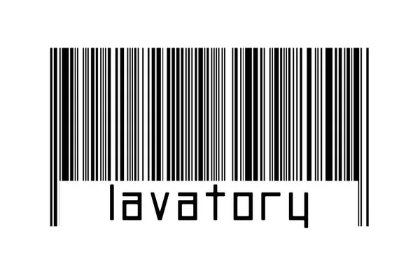 Ψηφιοποίηση Έννοια Barcode Μαύρο Οριζόντιες Γραμμές Επιγραφή Τουαλέτα Παρακάτω — Φωτογραφία Αρχείου